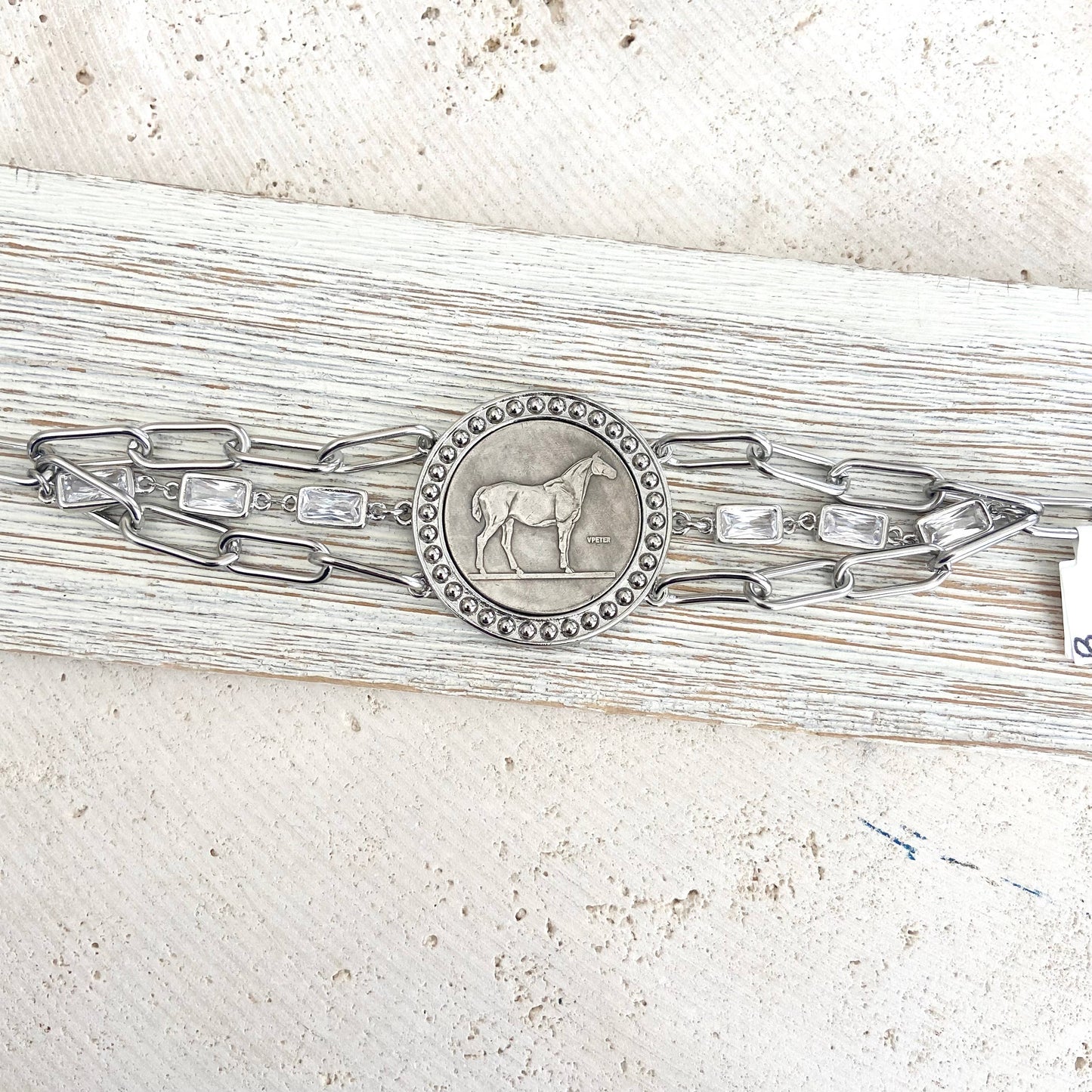 Horse jewelry coin bracelet country western derby equestrian