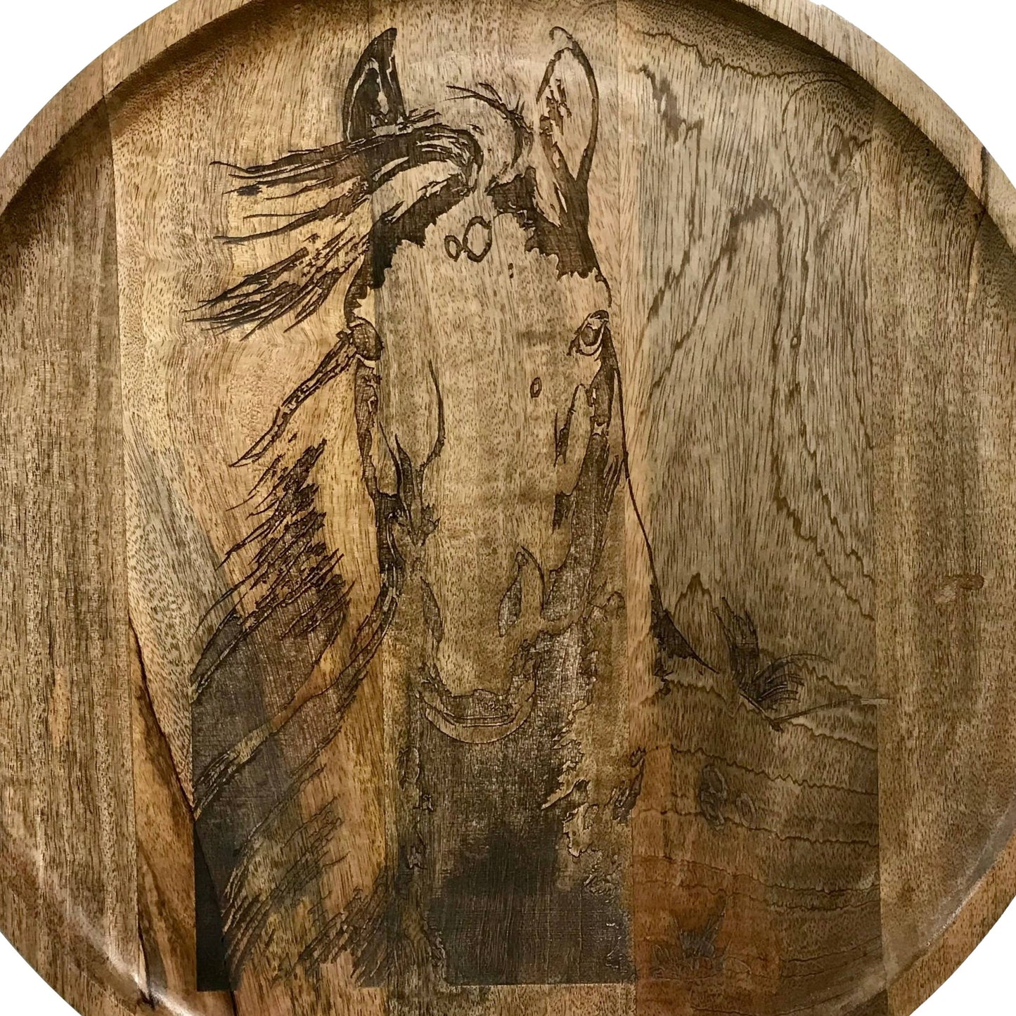 "Branding Iron" Horse Bust Mango Wood Charcuterie Tray