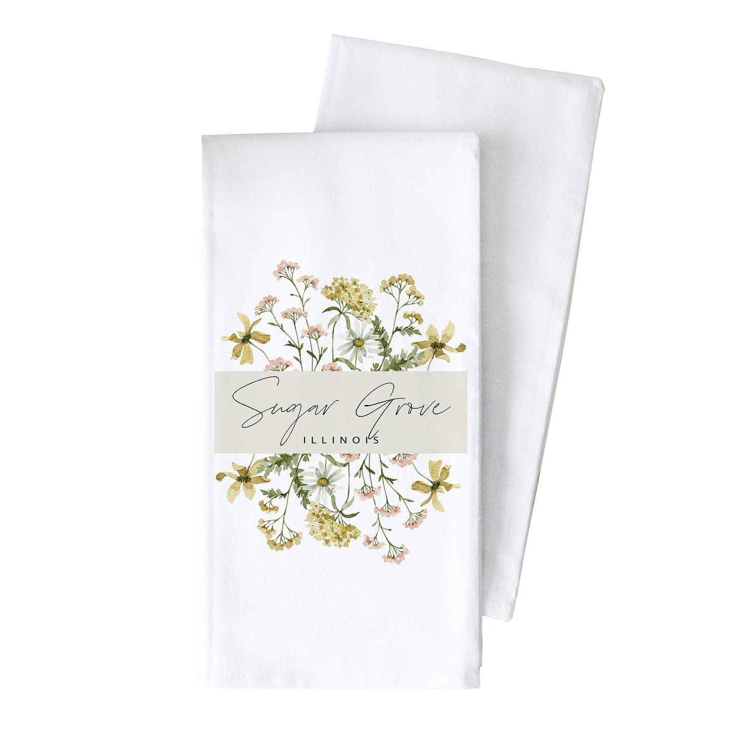 Custom Wildflower City State Tea Towel