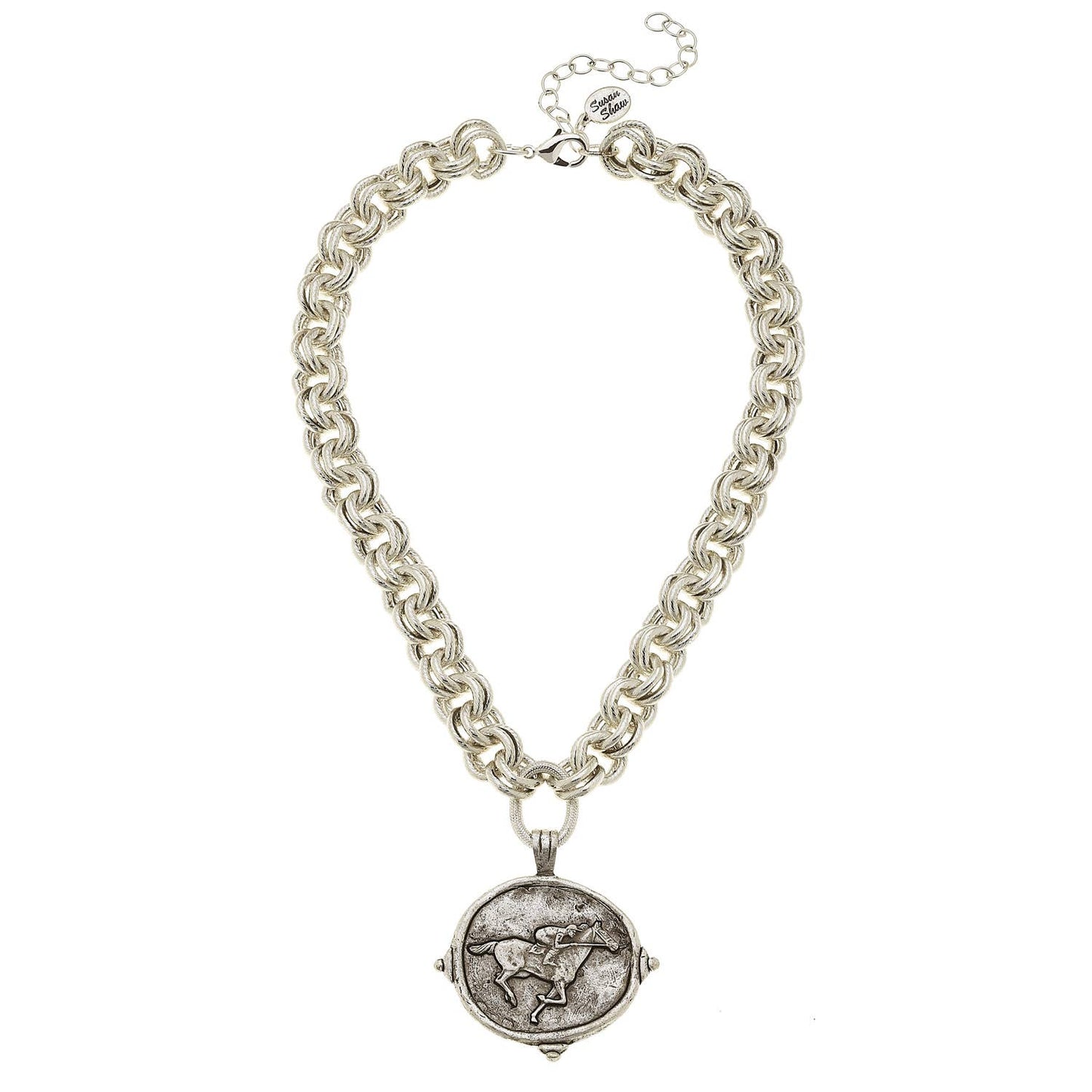 Silver Race Horse Necklace