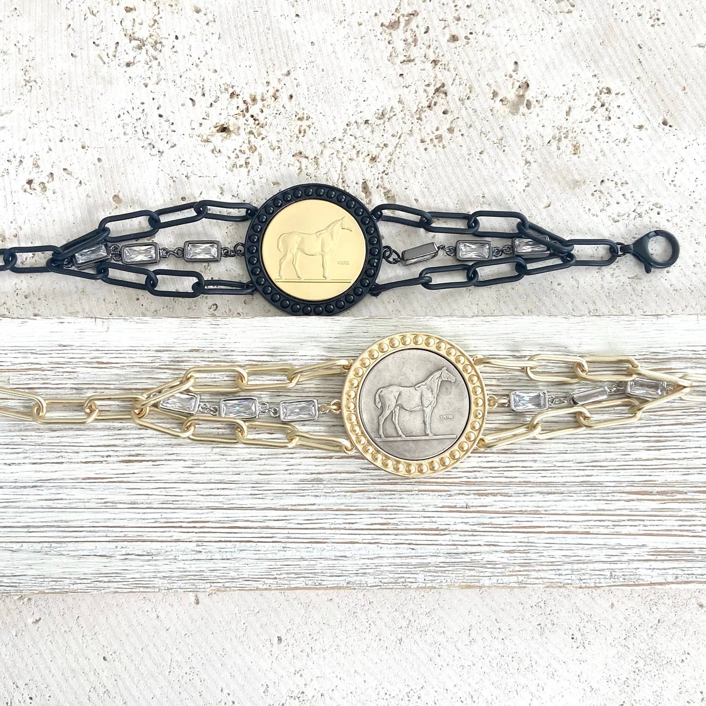 Horse jewelry coin bracelet country western derby equestrian