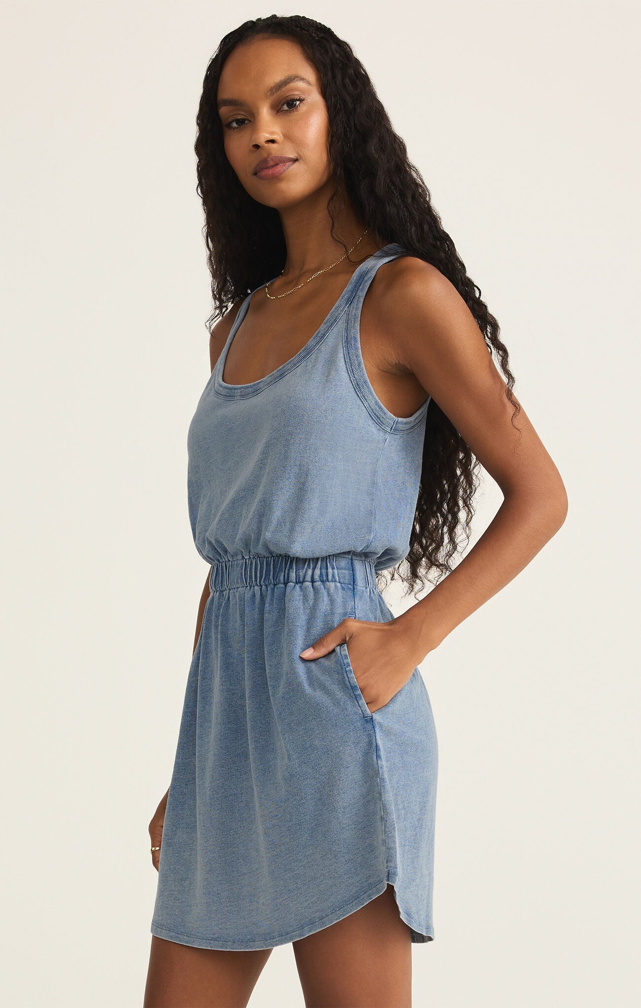 Z Supply Keegan Jersey Denim Mini Dress