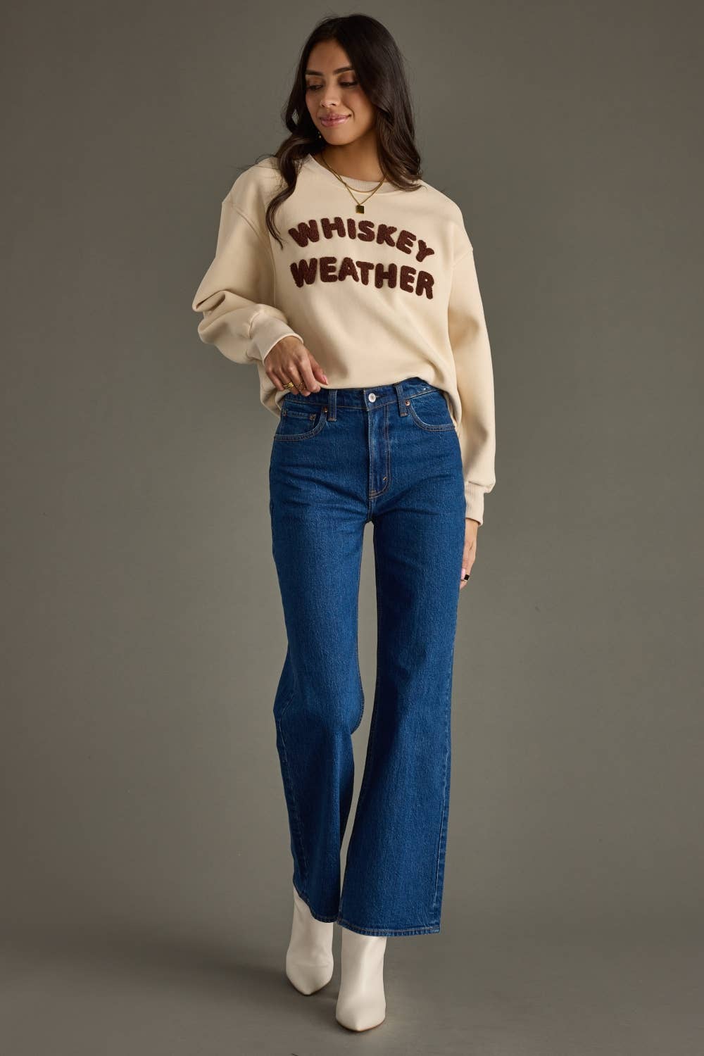 Beige Whiskey Weather Sweatshirt