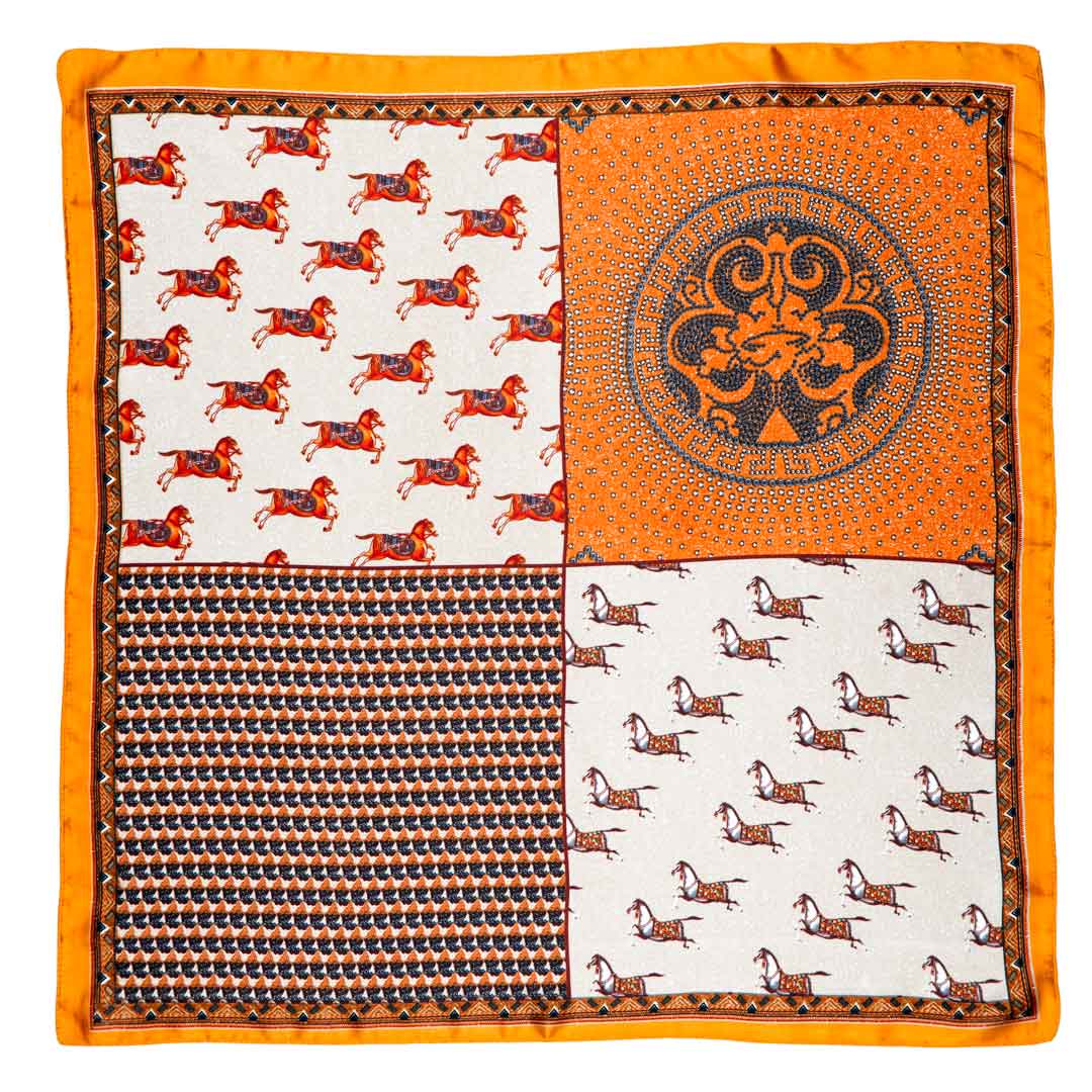 Empire - Stylized Equestrian Scarf in Tangerine