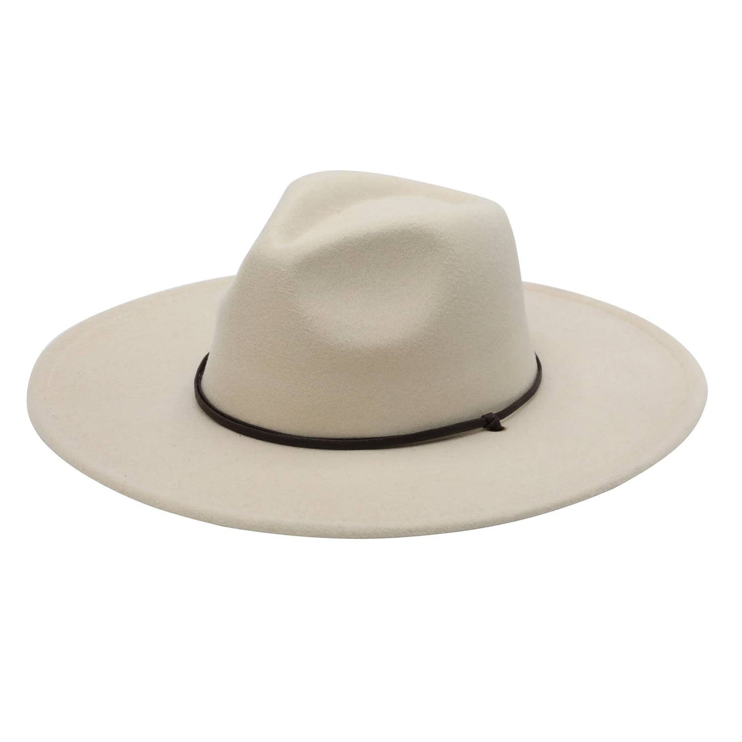 Gem Ultra Felt Faux Leather Cord Wide Brim Hat