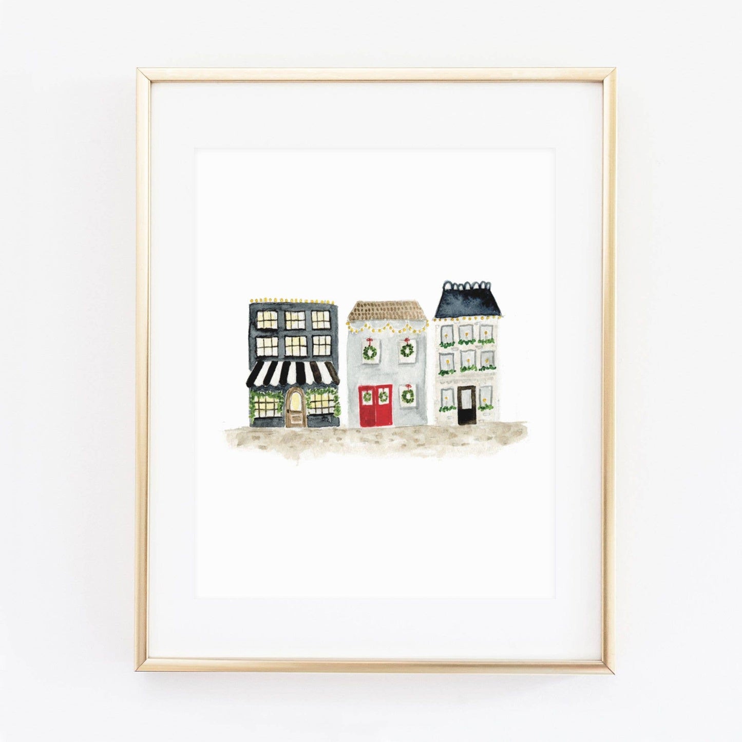 Christmas village art print: 8x10