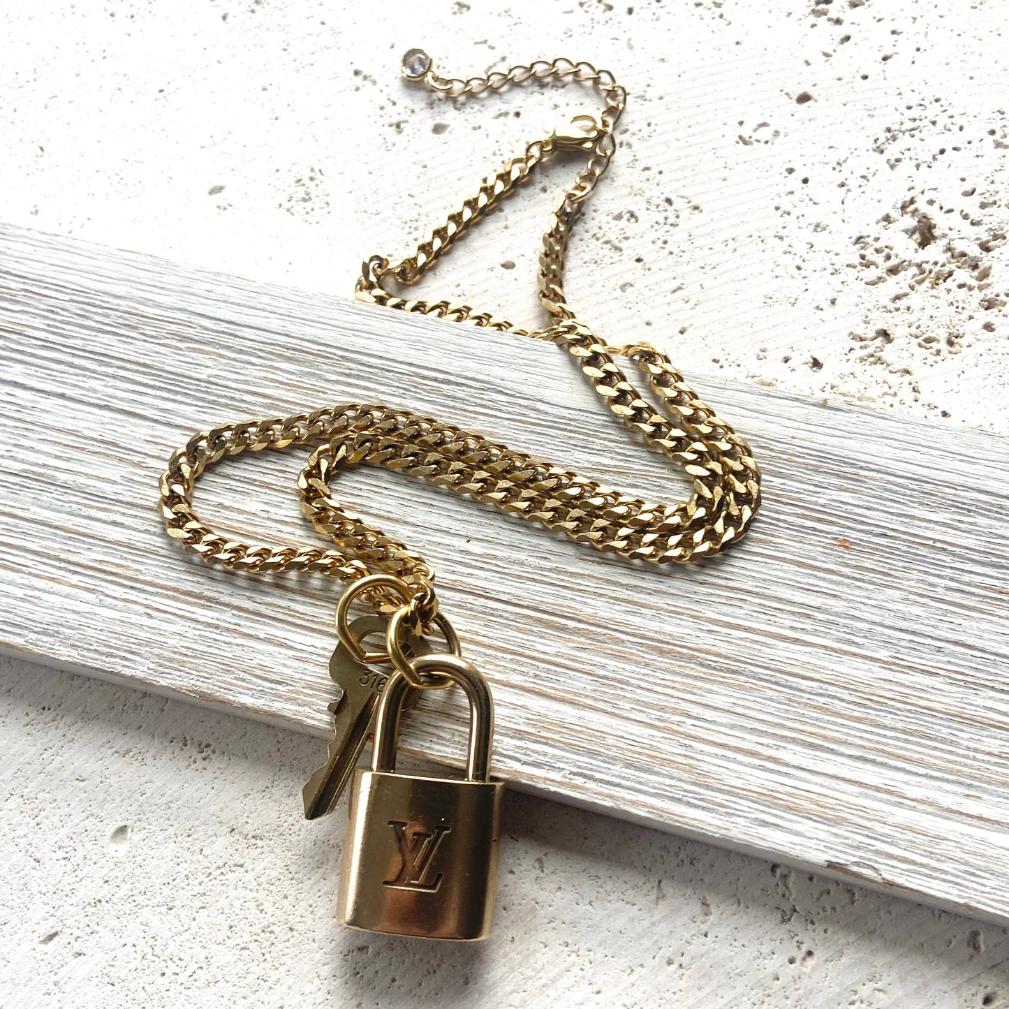 Louis Vuitton upcycled repurposed lock key necklace