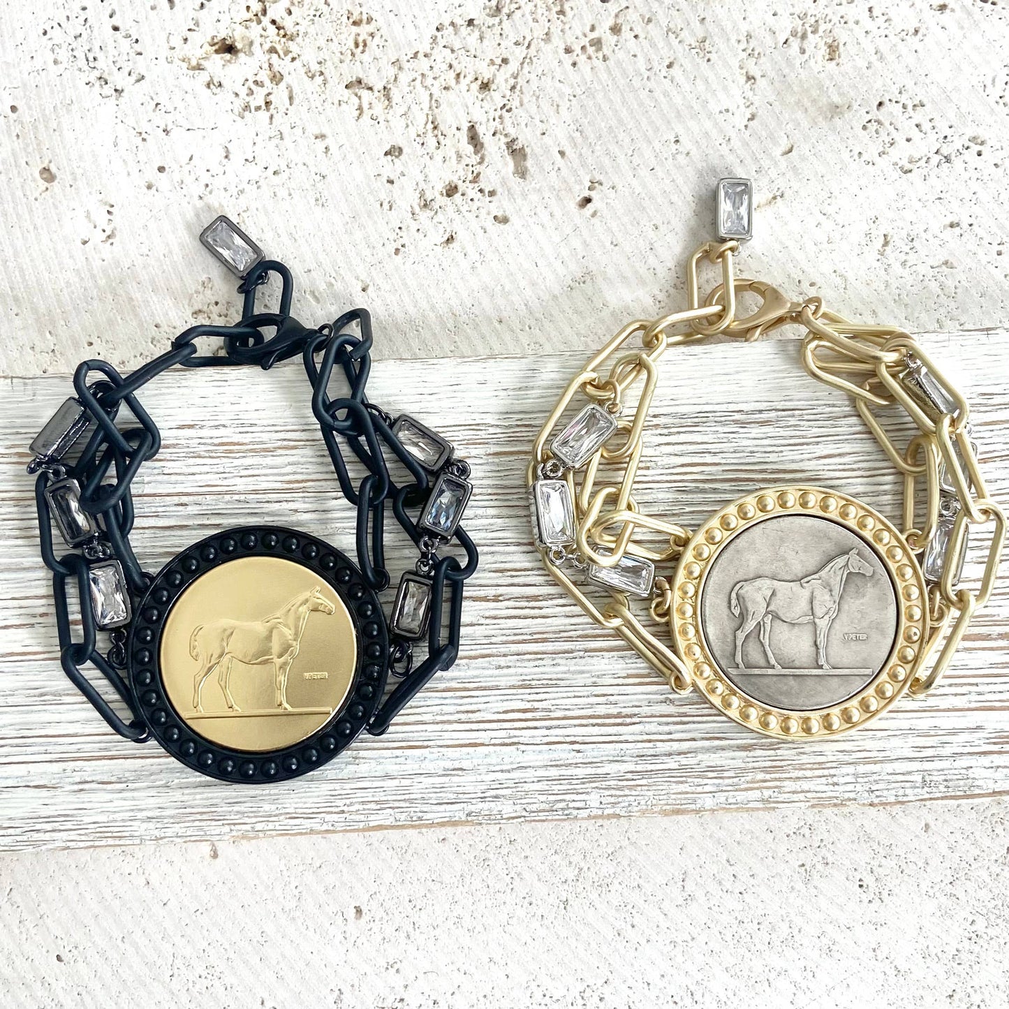 Horse jewelry coin bracelet country western derby equestrian