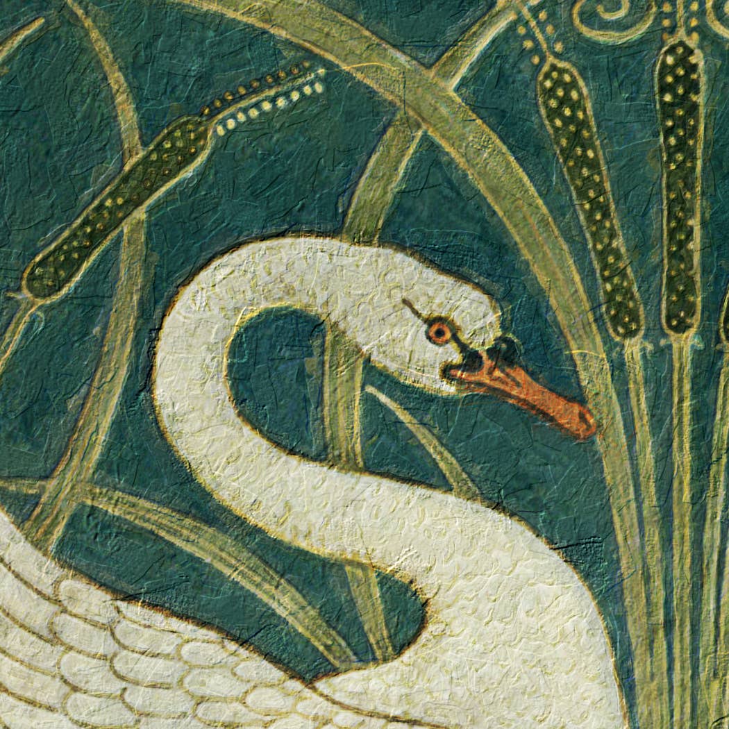 Two White Swans Decorative Tray with Brass Handles