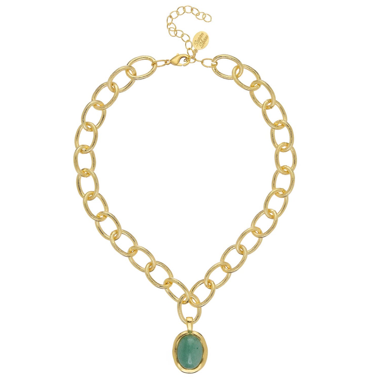 Jade Cabochon Loop Chain Necklace