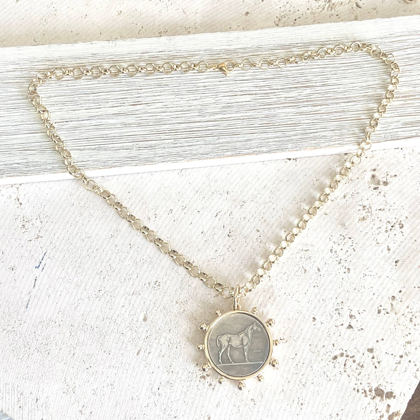 Horse coin necklace western equestrian jewelry derby
