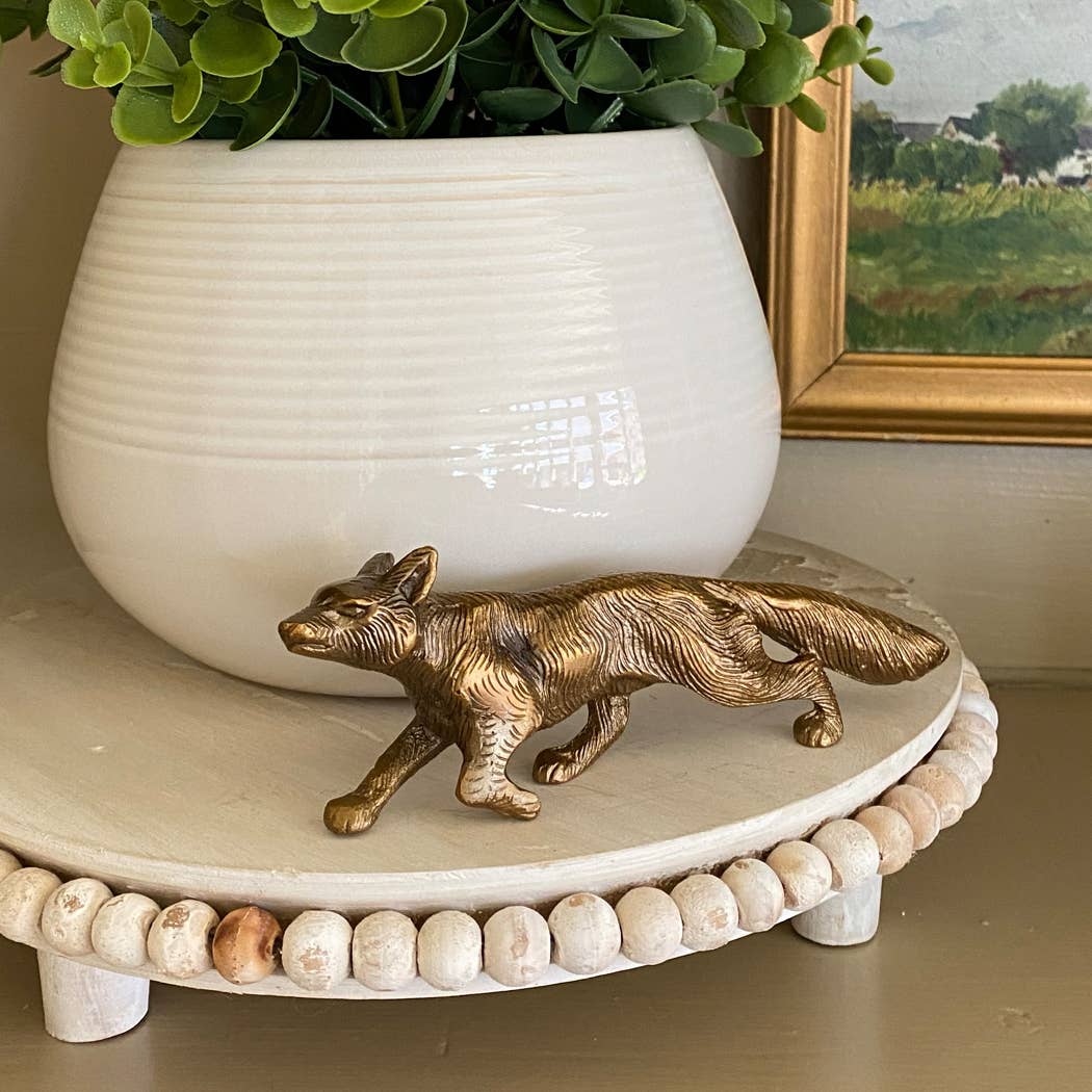 Antiqued Brass Running Fox Tabletop Decor