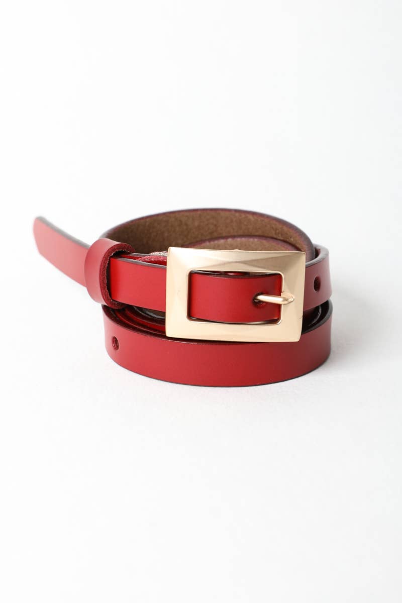 Gold Buckle Skinny Waist Belt