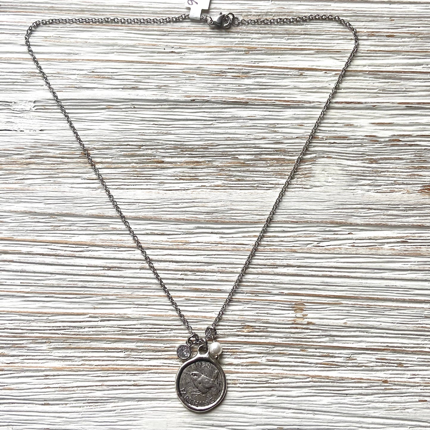 English farthing coin necklace silver England royal family