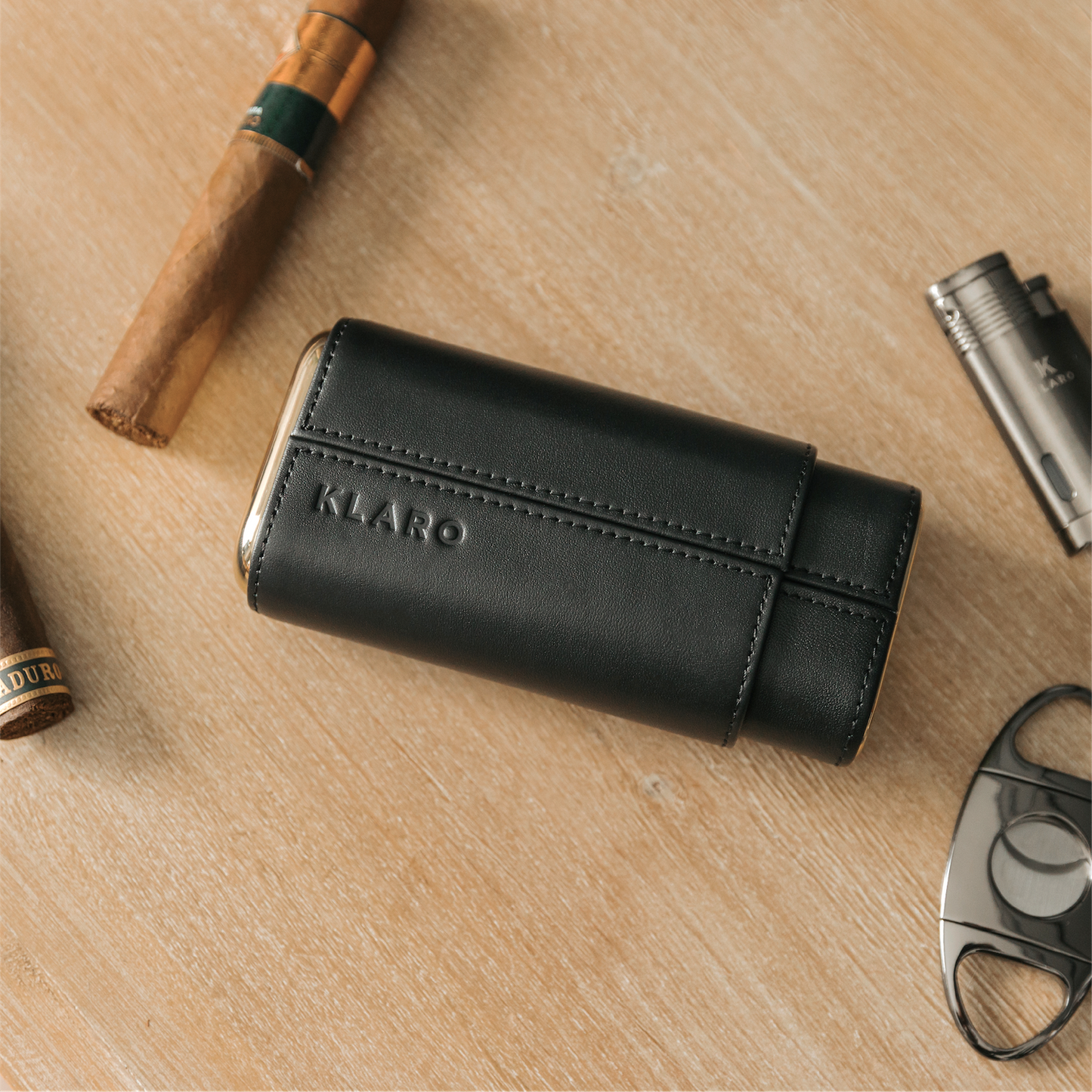 Premium 3 Cigar Travel Case - Black