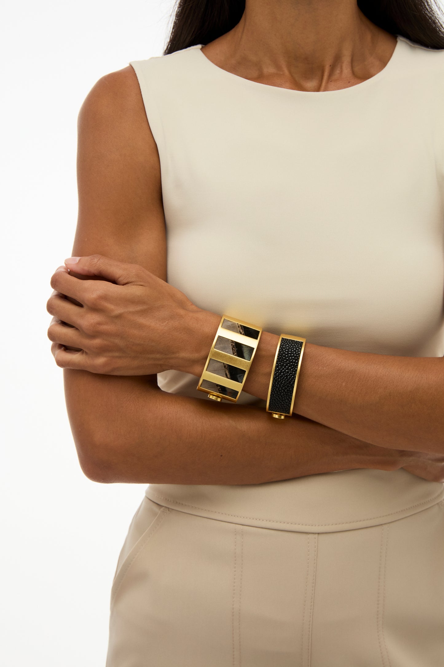 Brackish Nia Striped Hinge Cuff