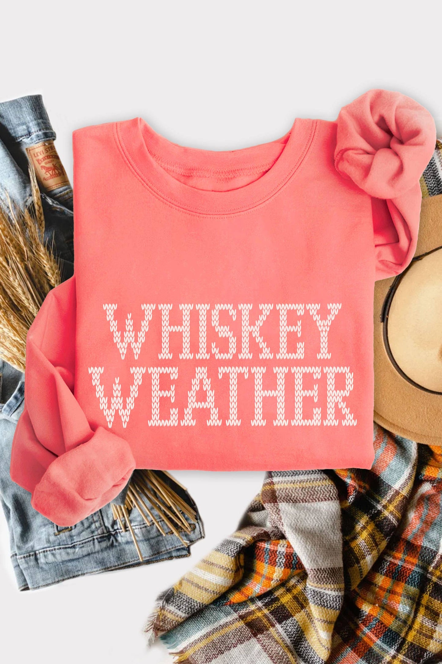WHISKEY WEATHER GRAPHIC BRUSHED SWEATSHIRTS