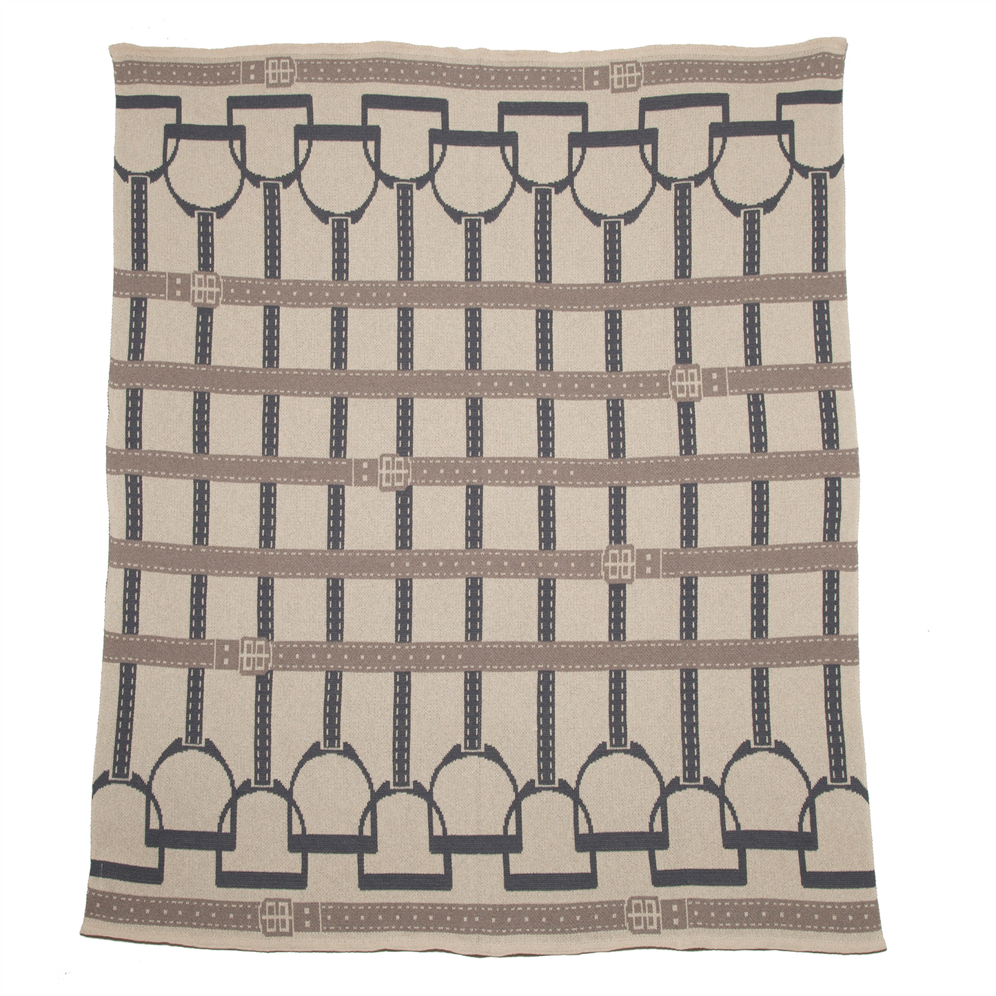 Equestrian Stirrup Throw Blanket: Navy Blue