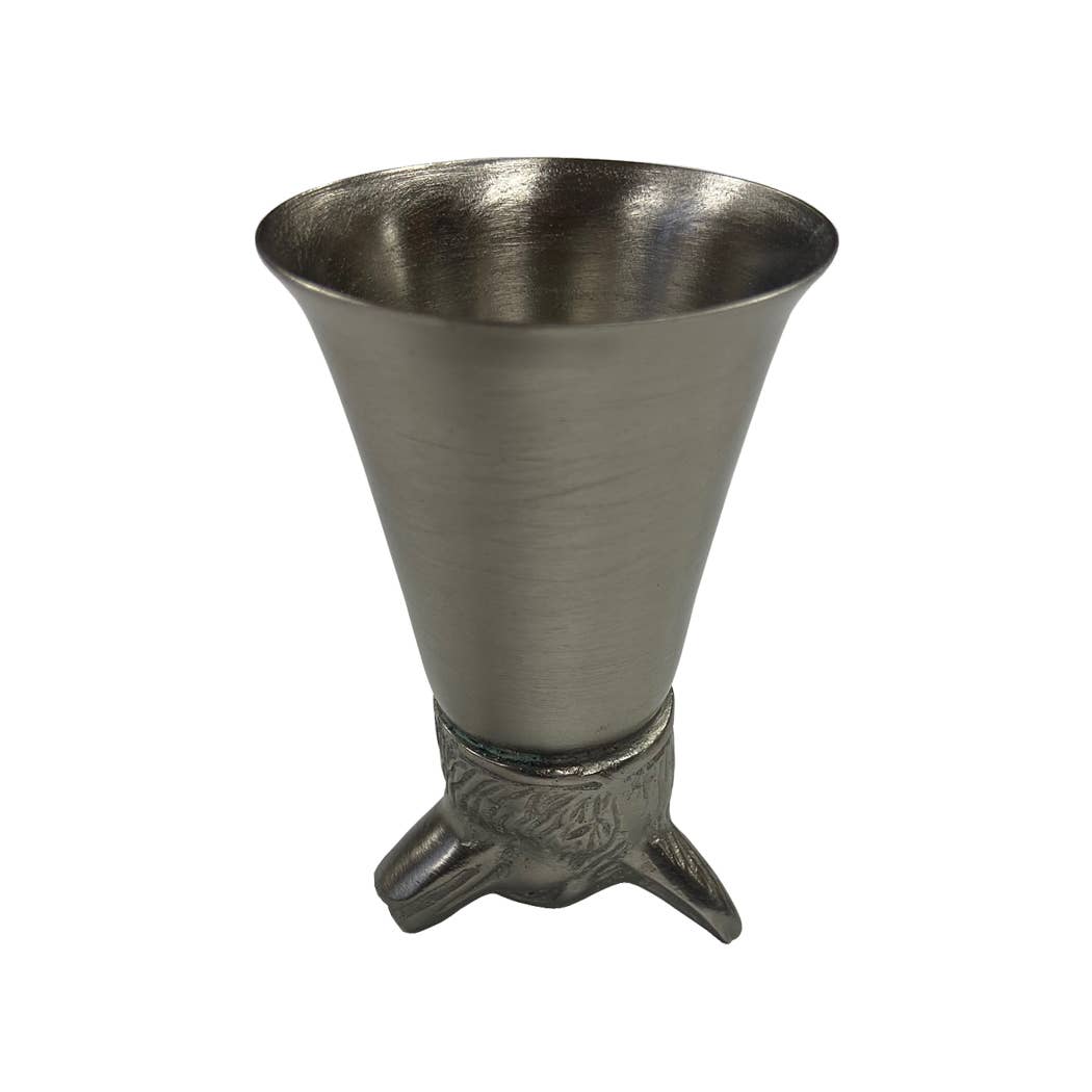 Pewter-Plated Fox Head Stirrup Cup, Jigger, Shot Glass