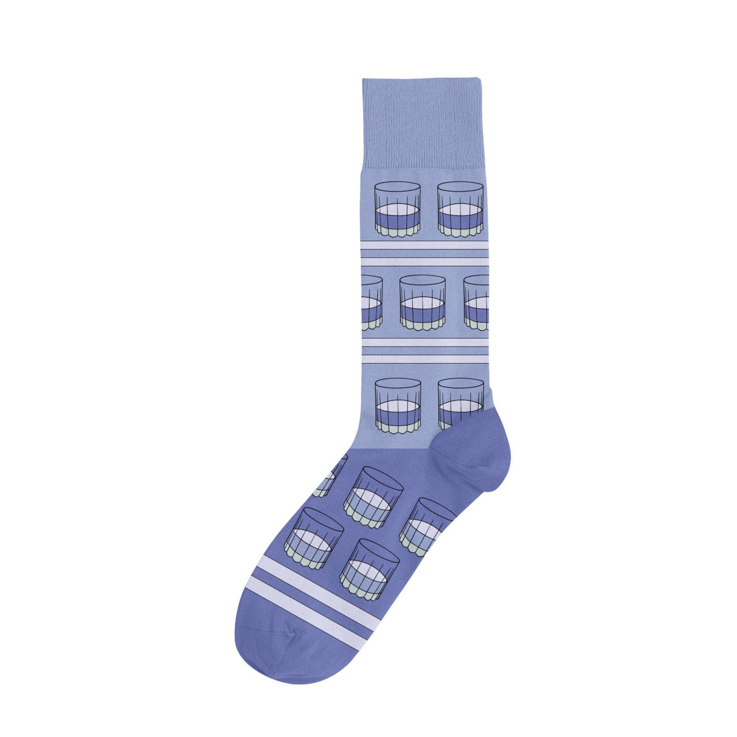 Blue Glass of Bourbon Alcohol Drinking Socks