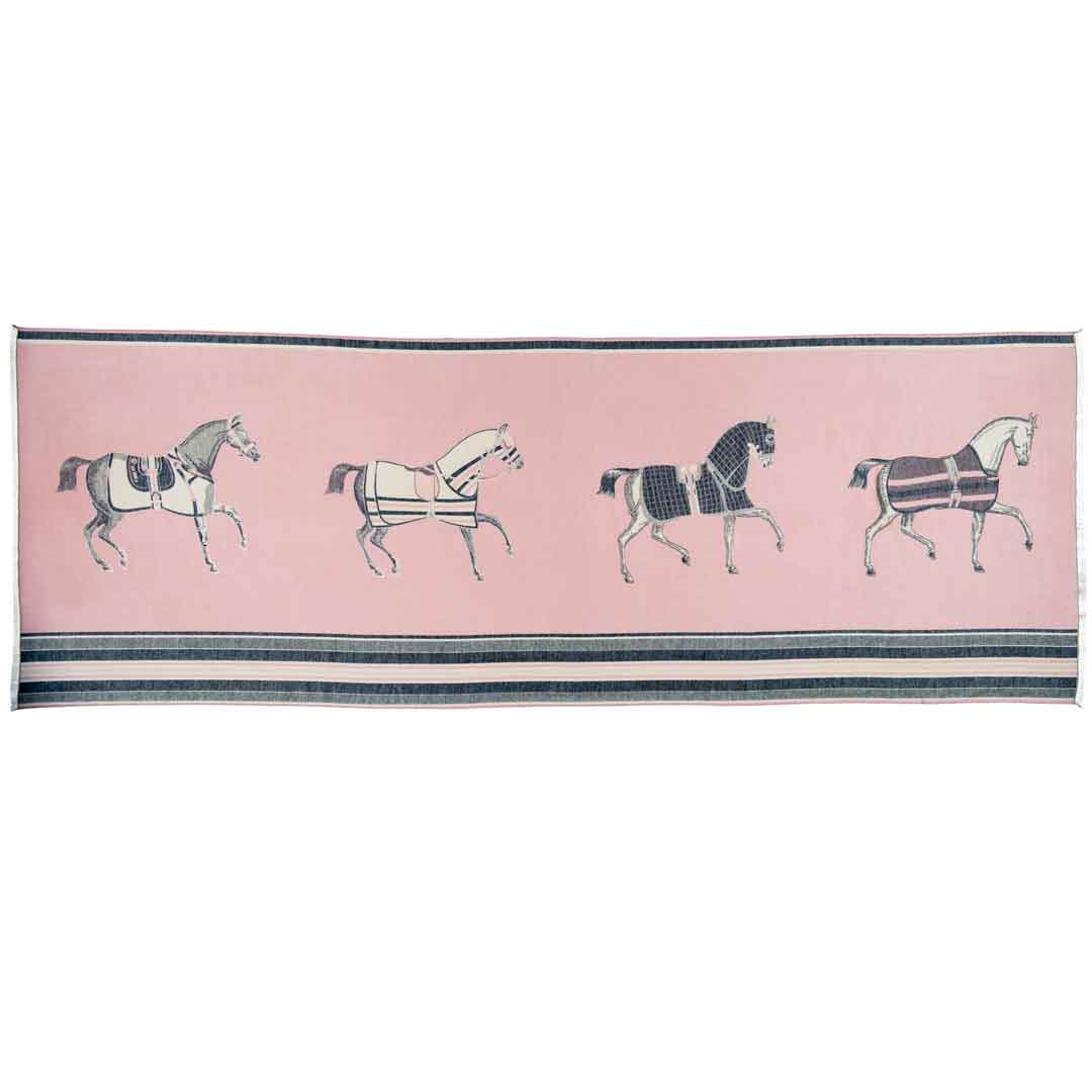 Equus - Blush Pink Equestrian Motif Luxe Shawl