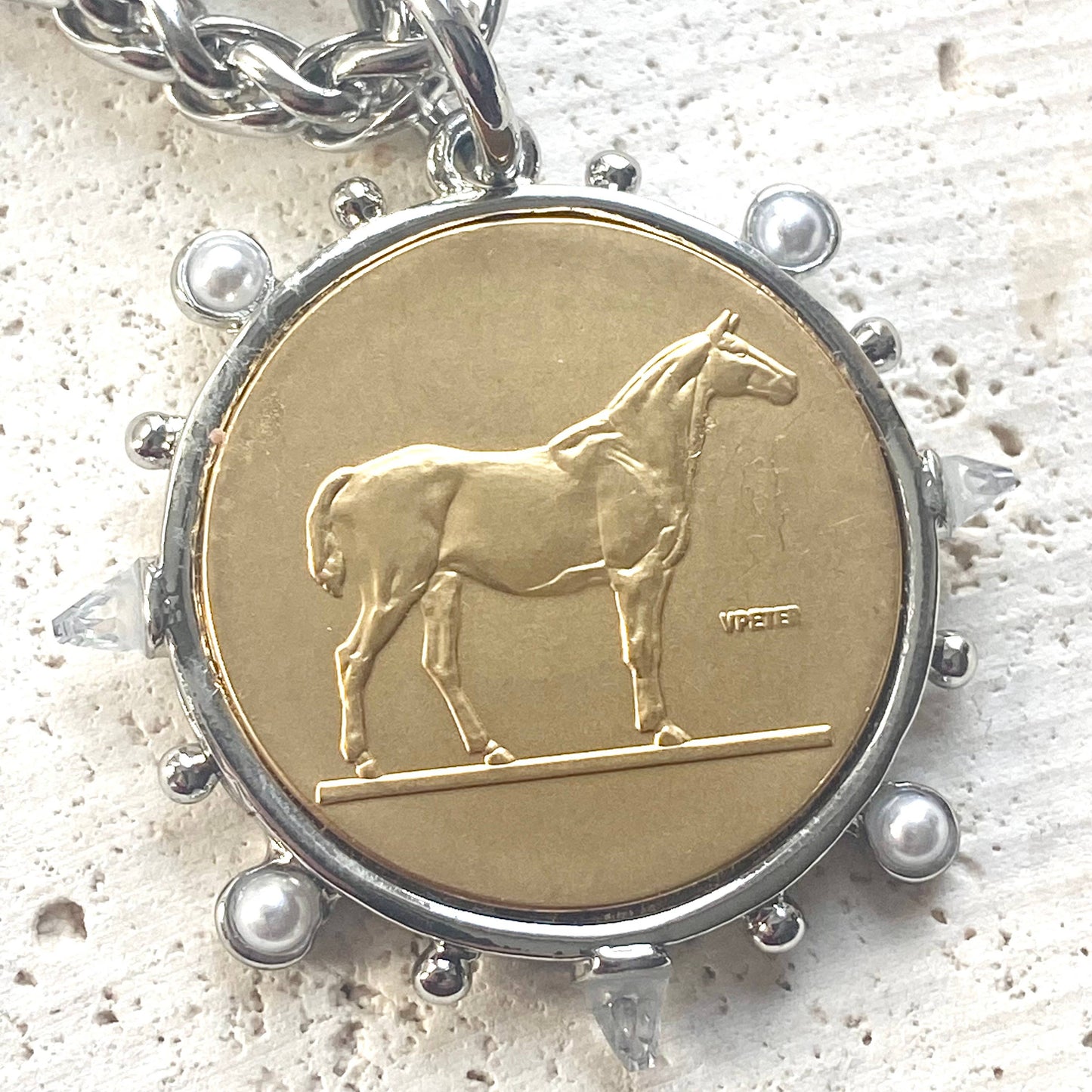 Horse necklace equestrian jewelry coin necklace