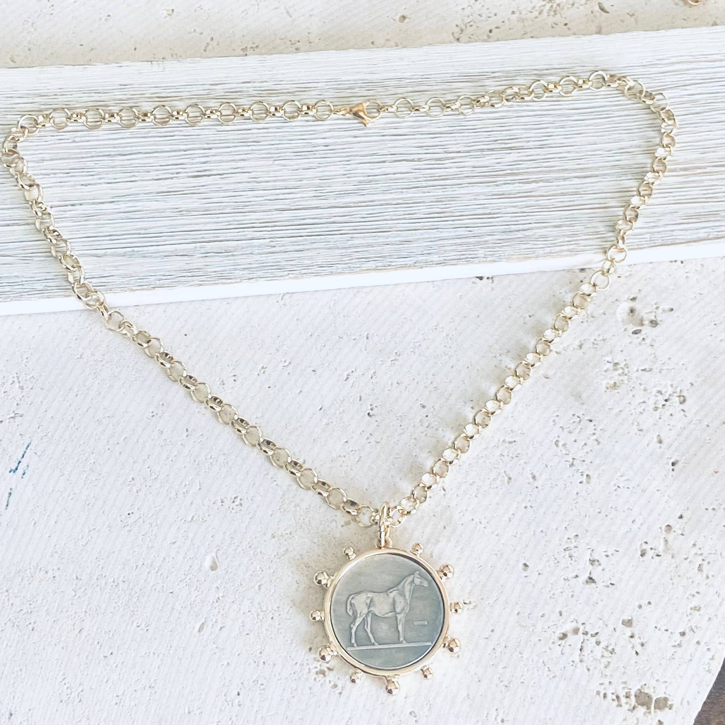 Horse coin necklace western equestrian jewelry derby