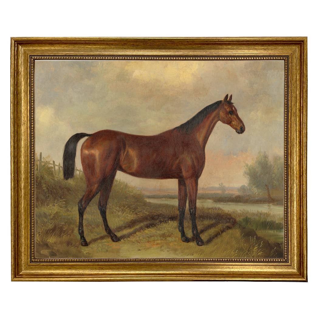 Hunter in a Landscape Framed Oil Painting Print on Canvas