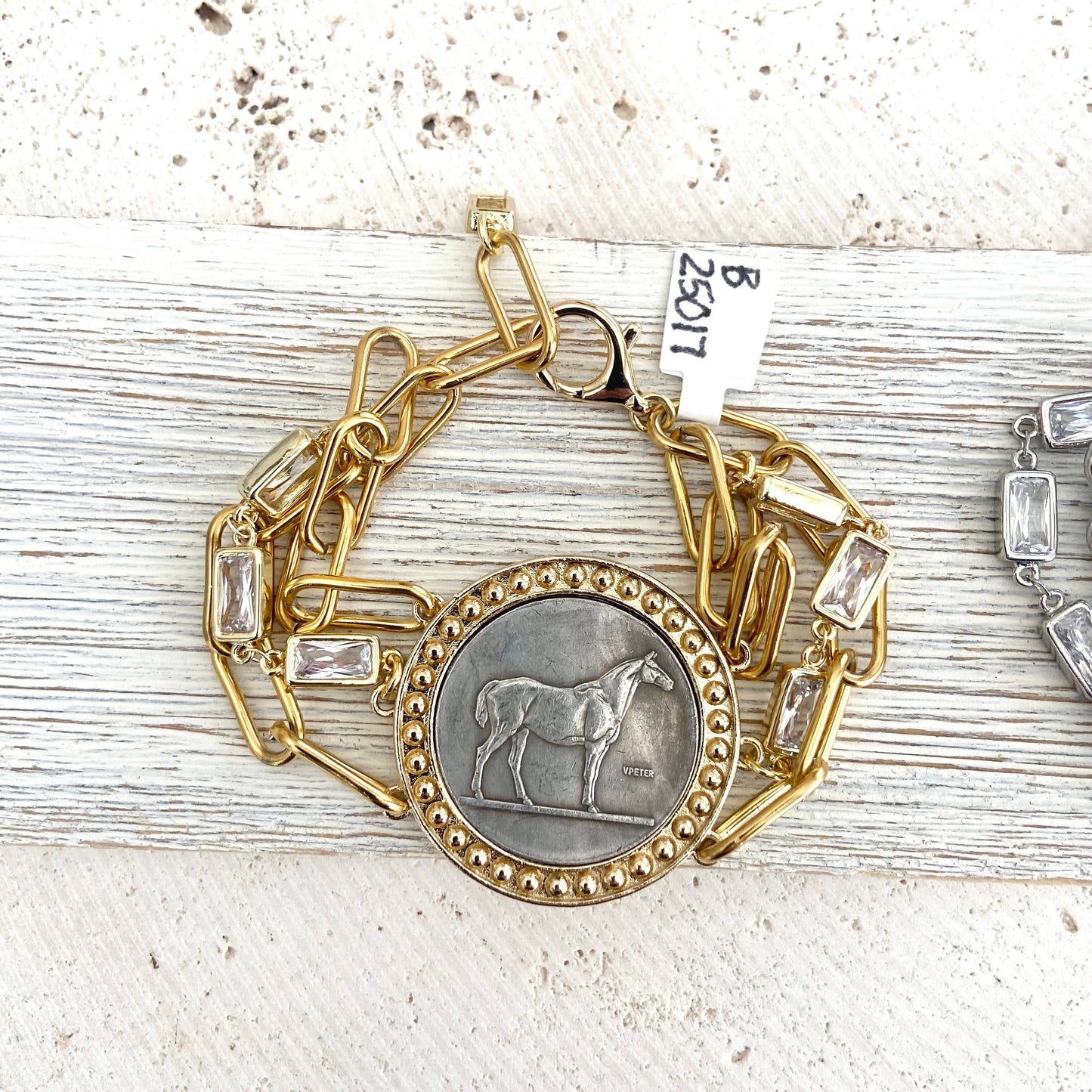 Horse jewelry coin bracelet country western derby equestrian