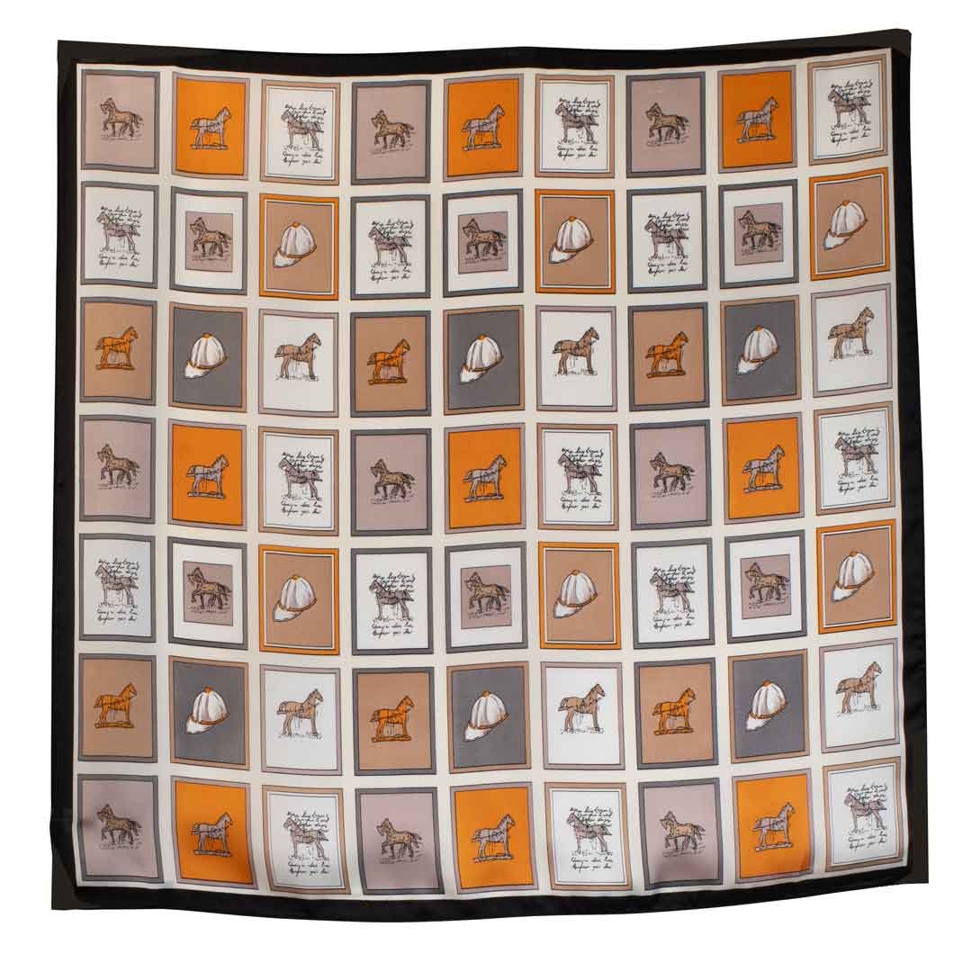 Pony Club - Stylized Equestrian Scarf with Black Border
