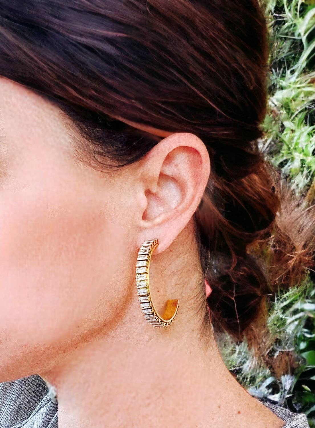 Statement Crystal CZ Hoop Earrings - water resistant