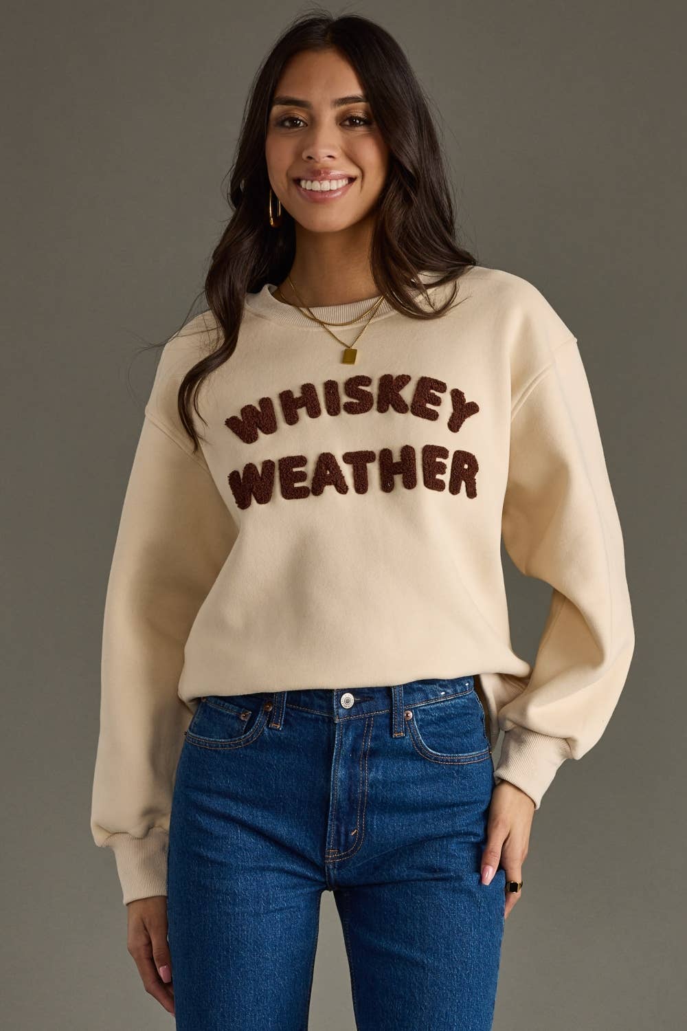 Beige Whiskey Weather Sweatshirt