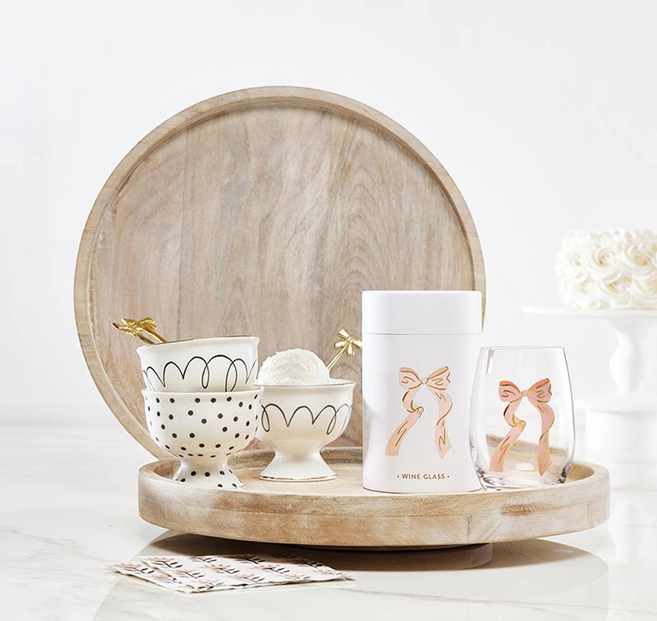 Stemless Wine Glass - Pink Bow