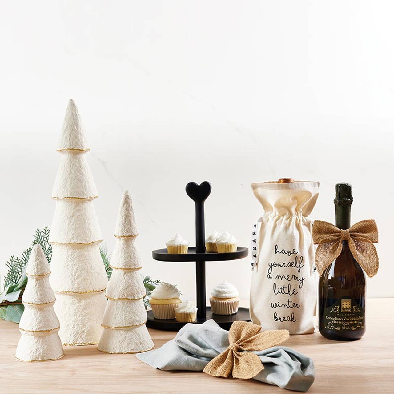 Paper-Mache Trees - Ivory - Set of 3