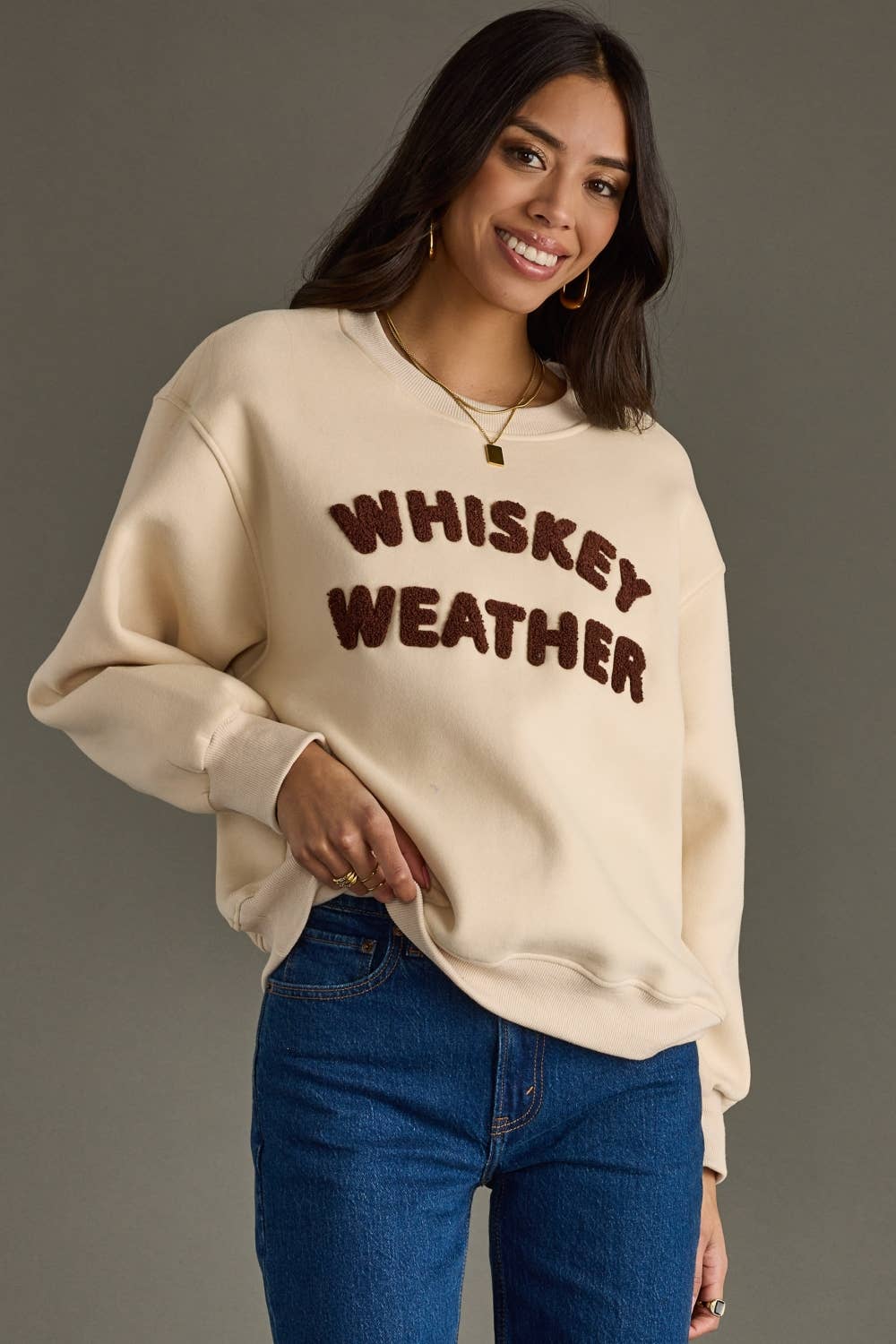 Beige Whiskey Weather Sweatshirt