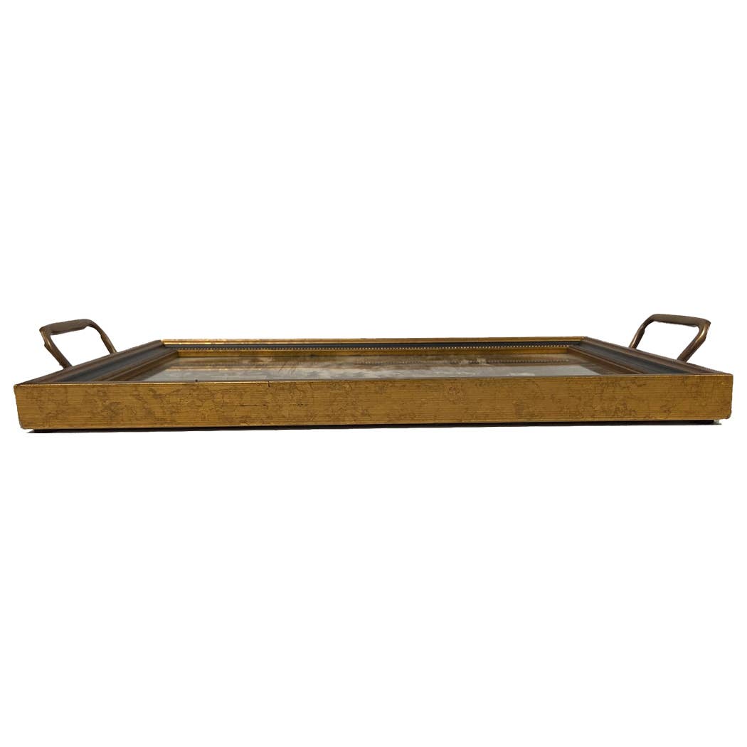 Two White Swans Decorative Tray with Brass Handles
