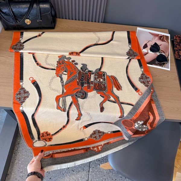 Equestrian Orange Rosette Mane Reversible Wrap