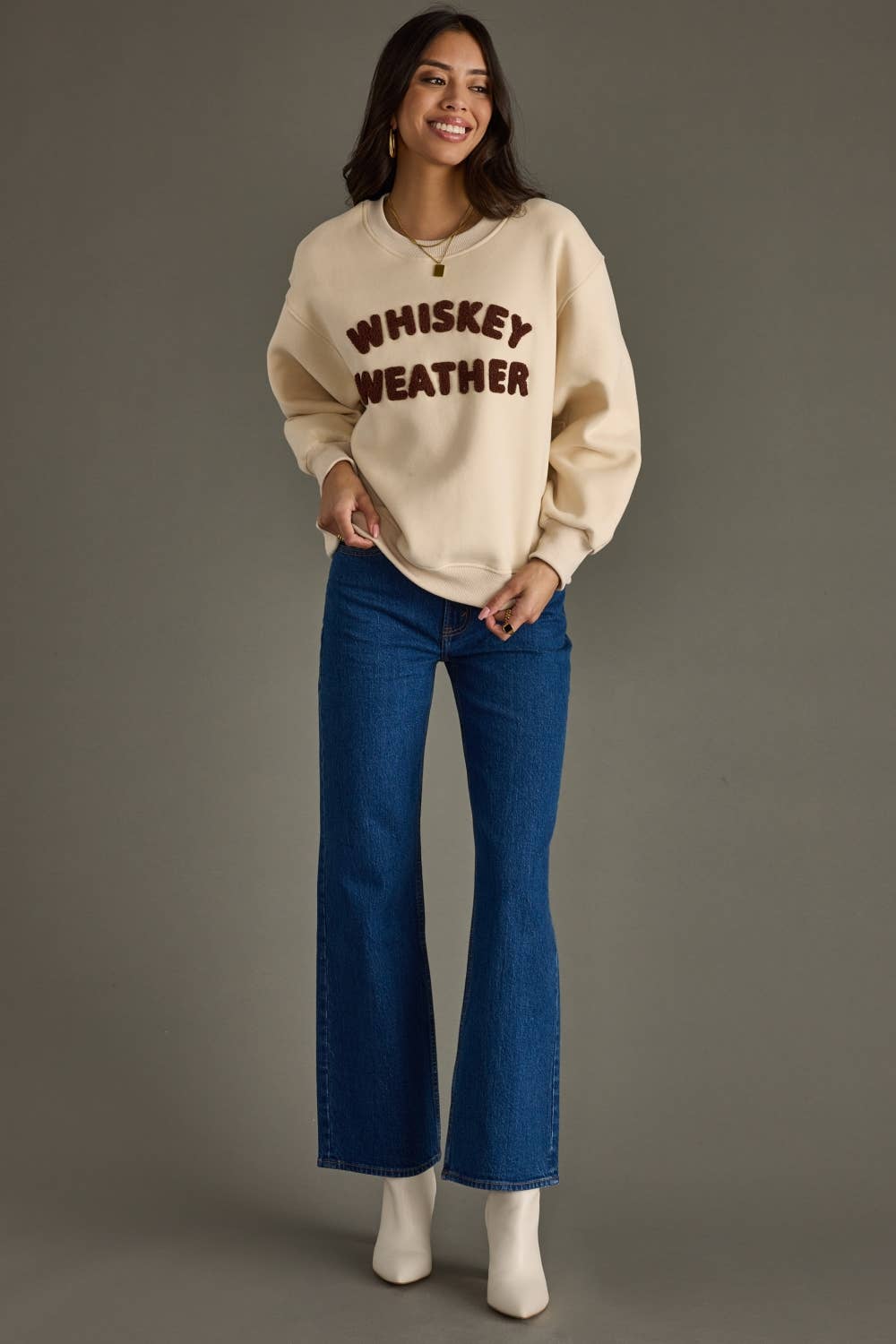 Beige Whiskey Weather Sweatshirt