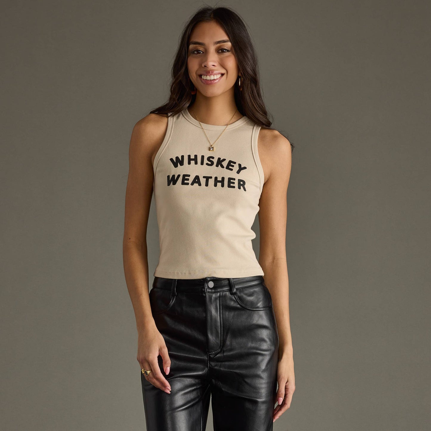 Beige Whiskey Weather Tank Top