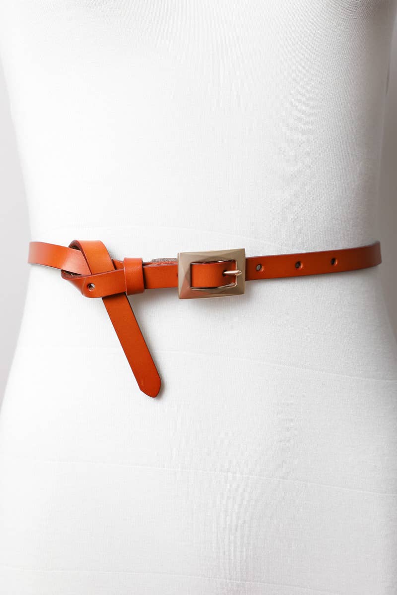Gold Buckle Skinny Waist Belt