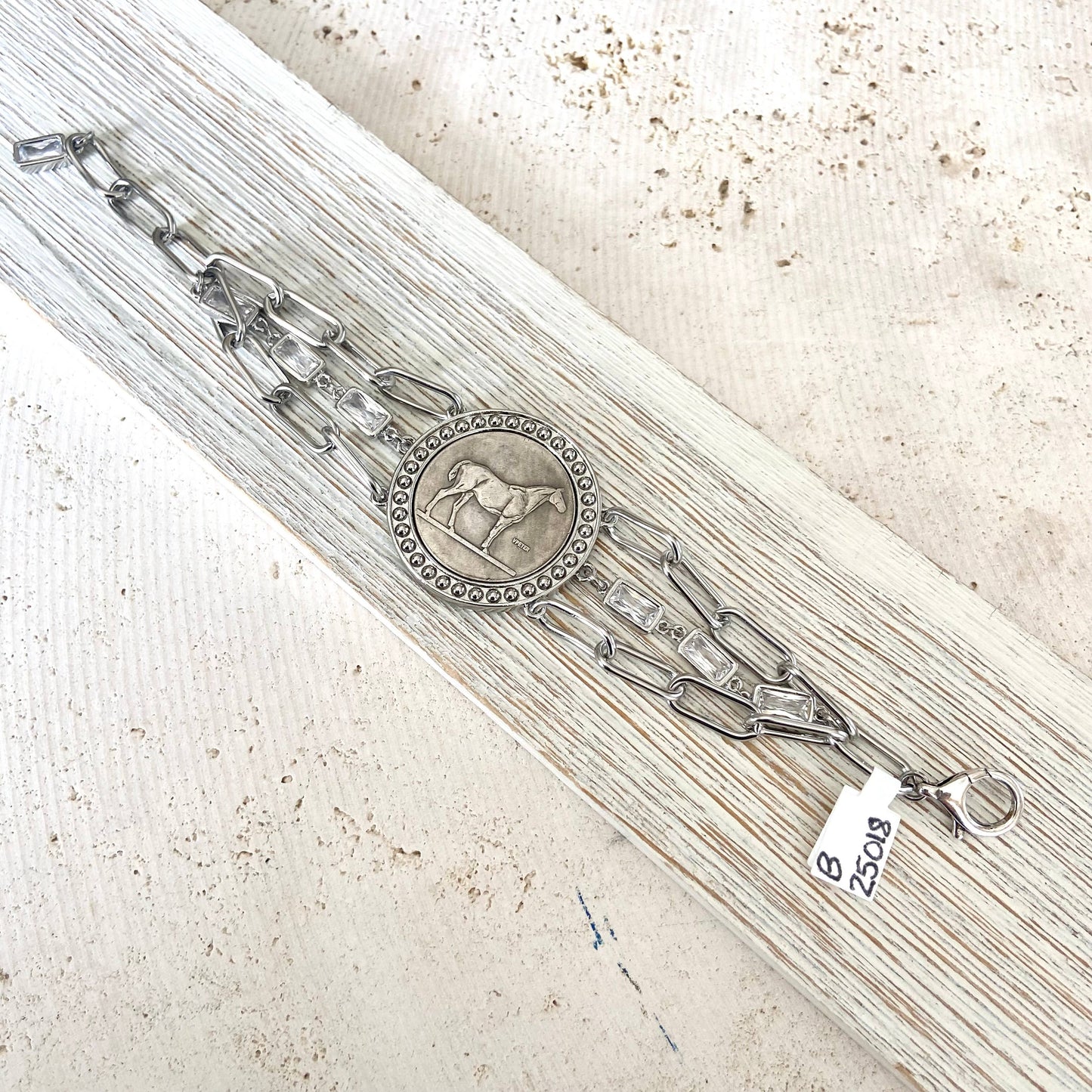 Horse jewelry coin bracelet country western derby equestrian