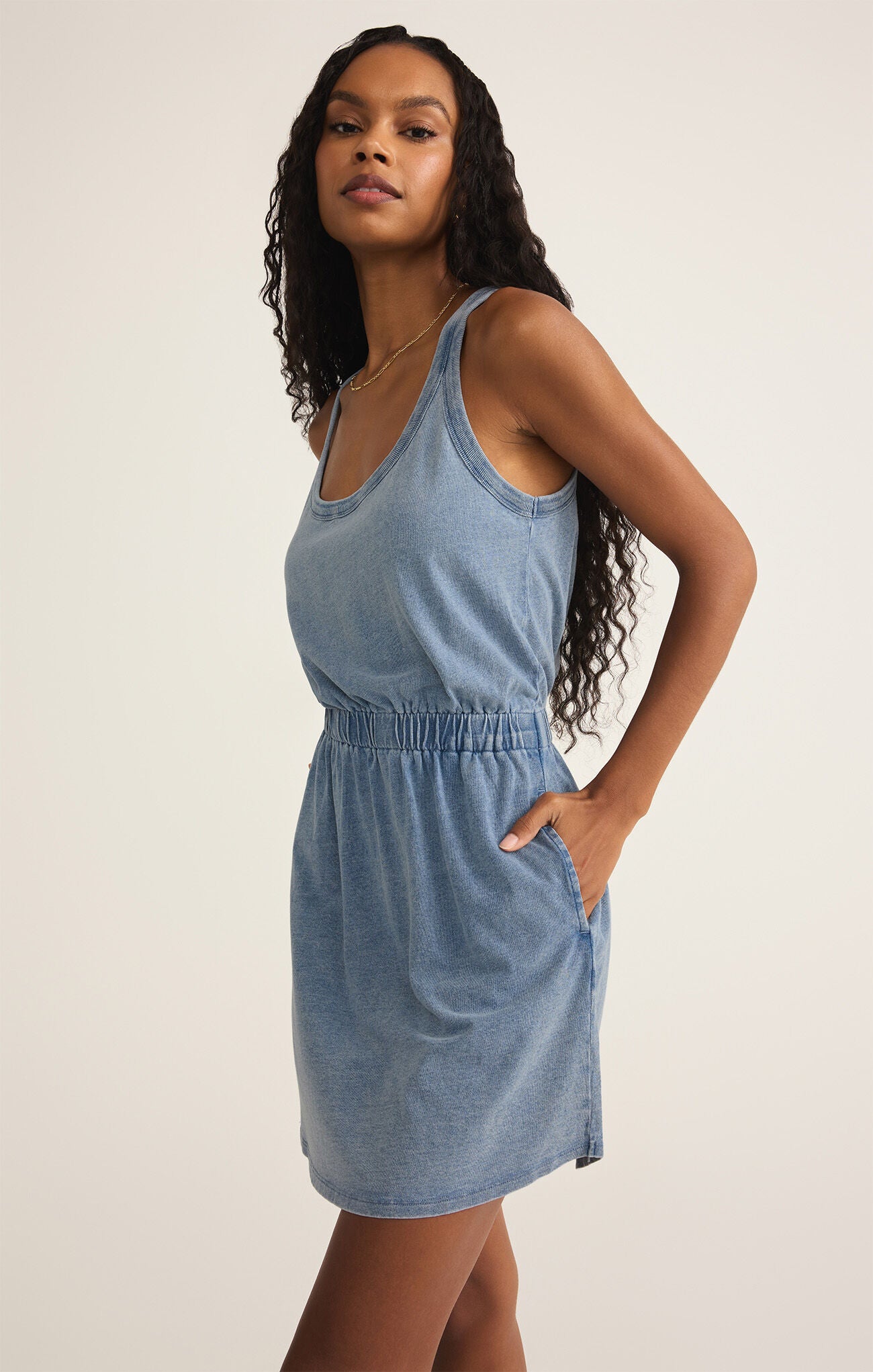 Z Supply Keegan Jersey Denim Mini Dress