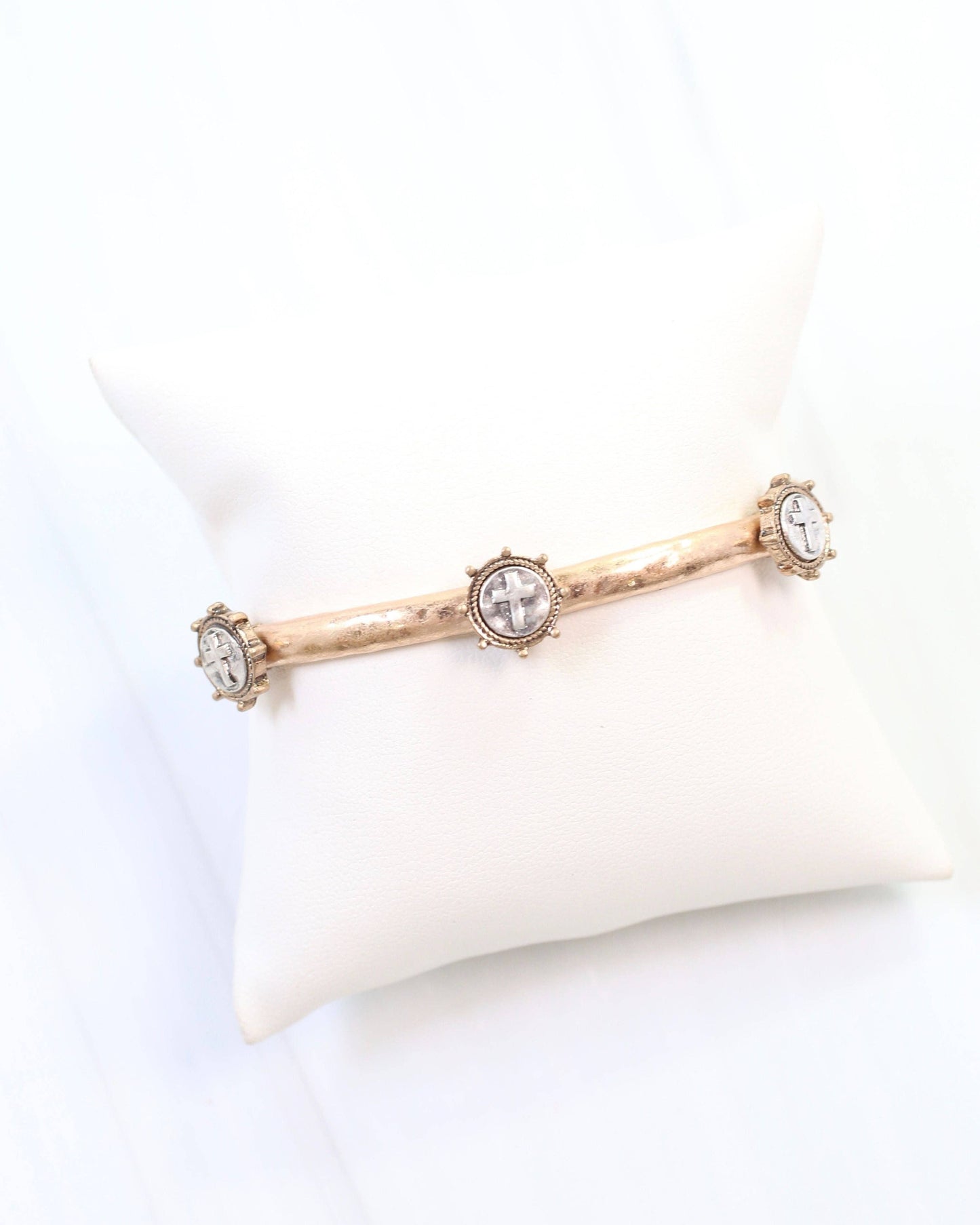 McLean Cross Stretch Bracelet Worn Gold