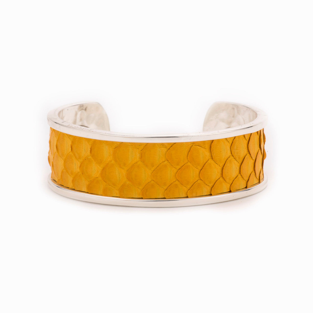 T&T silver with mustard python skin cuff
