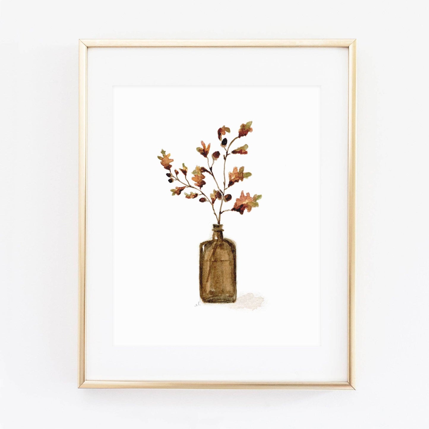 Acorn branch art print