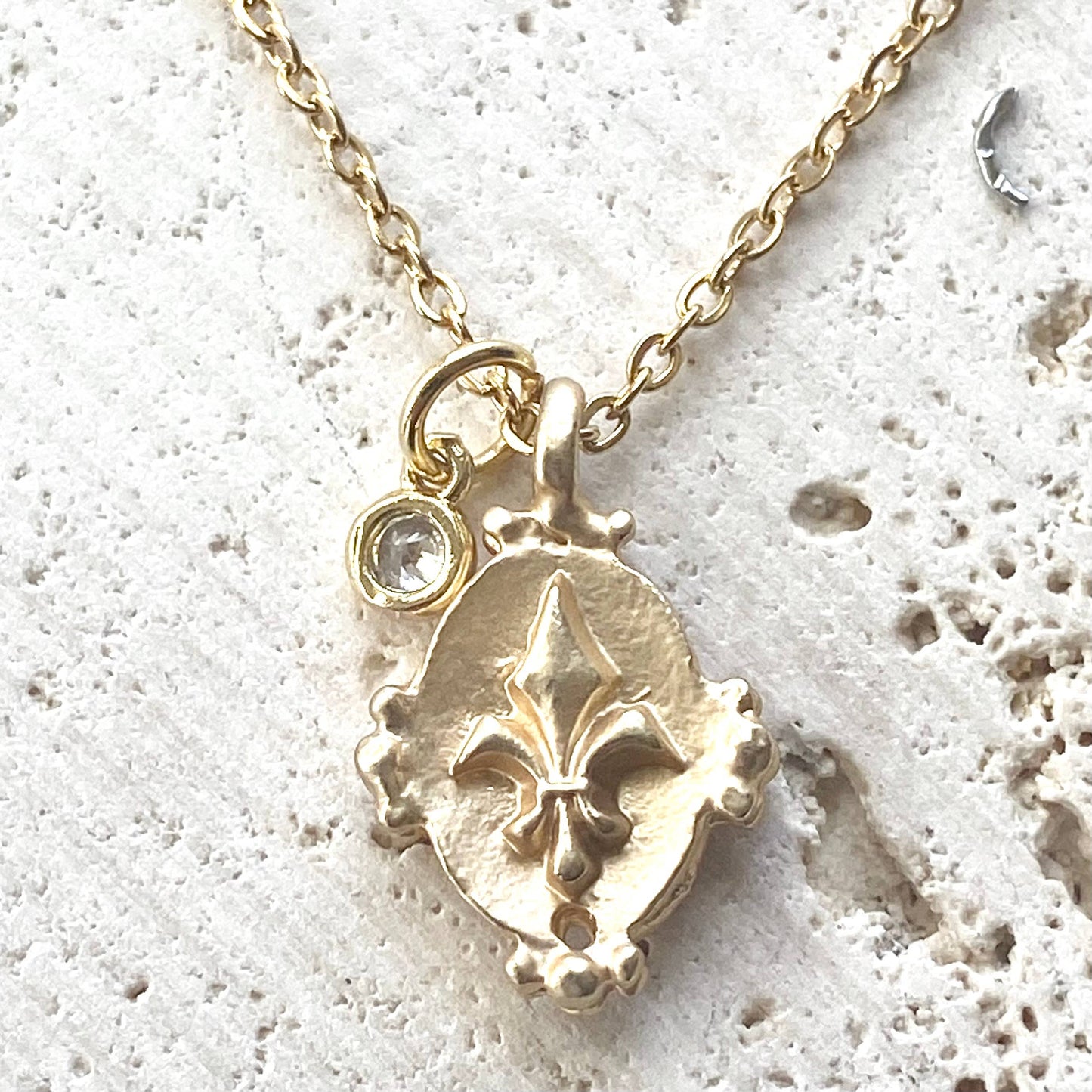 Fleur de lis dainty layering necklace gold louisana paris