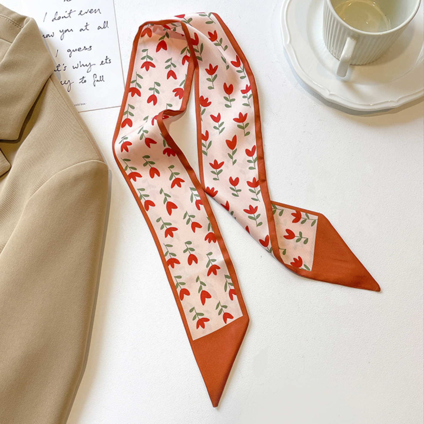 Silk Twilly Scarf Neck Scarf for Handbag Accessory Women
