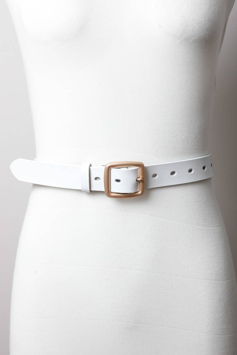 Chic & Durable Leather Belt – Available in White and Camel