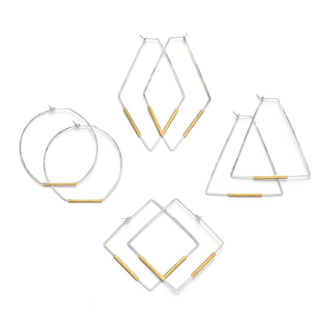 Handcrafted Mixed Metal Hoops