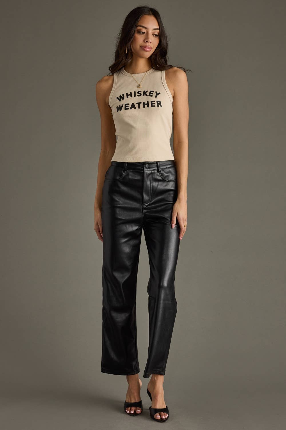 Beige Whiskey Weather Tank Top